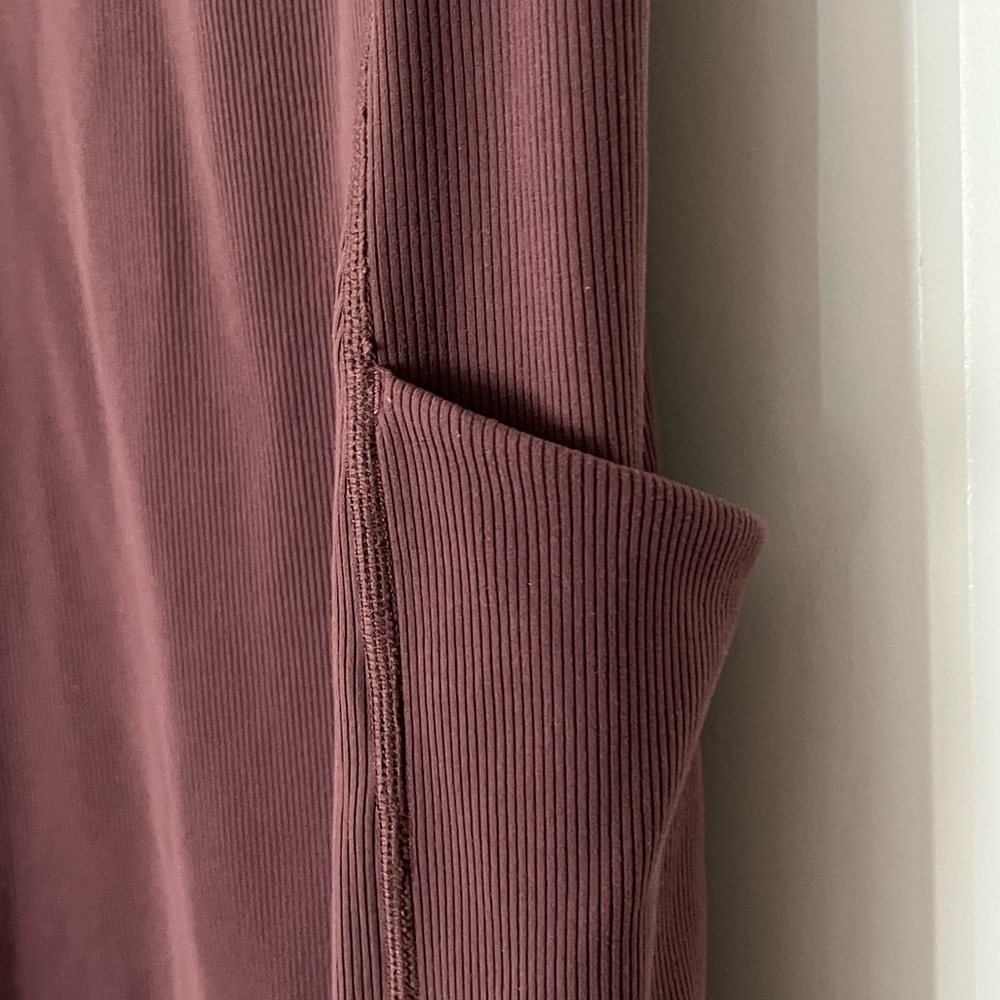 Zella Live In Rib Pocket Dress. Size small. Racerback. Color: plum - Picture 6 of 7